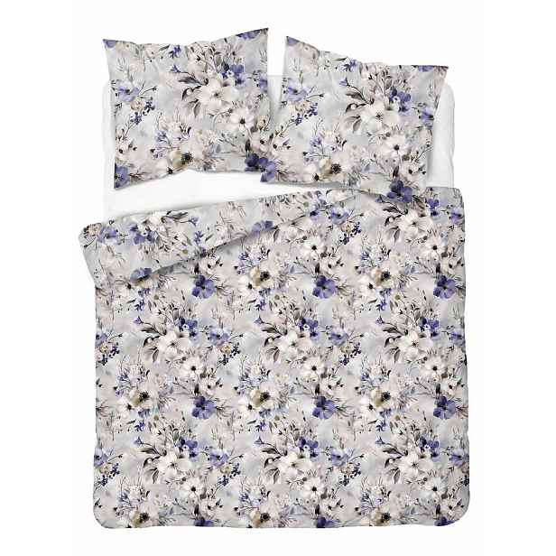 Povlečení Bavlněný Satén 160X200 Home Satin Květiny Fialová