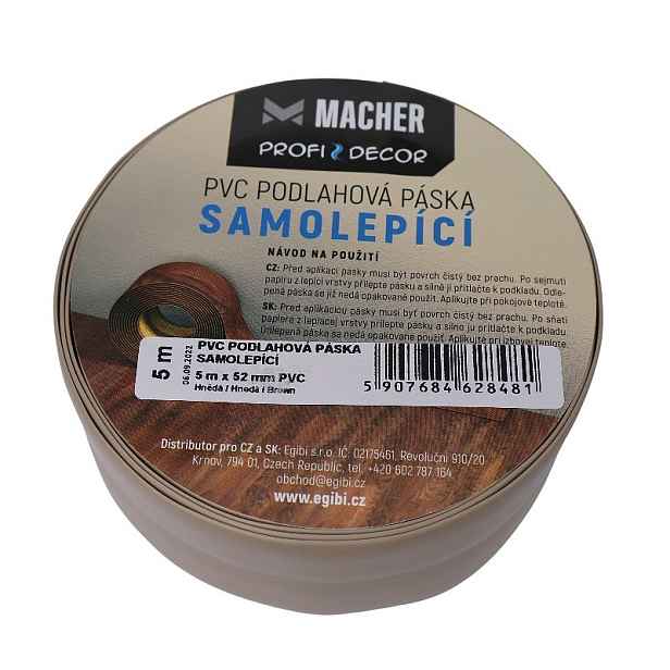 PVC podlahová páska SAMOLEPÍCÍ hnědá, délka: 5 m, hnědá, Macher