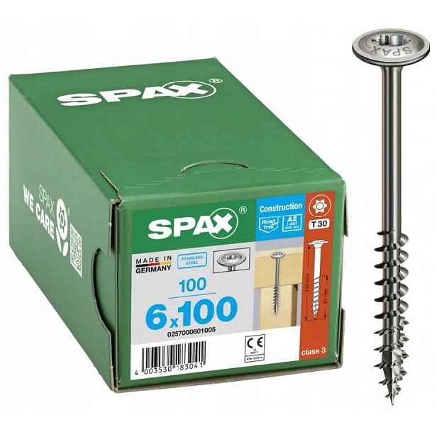 Talířový Šroub A2 100 Ks 6*100 MM Tx Wirox Spax
