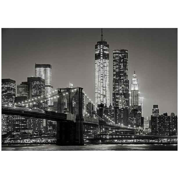 Fototapeta Město V Noci Černobílé Most New York Architektura 300x210