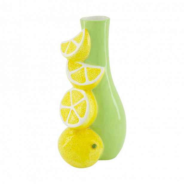Keramická váza s motivem citronu zelená 28,5 cm