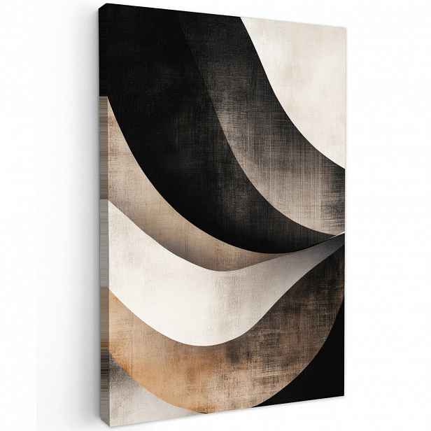 MuchoWow OBRAZ NA PLÁTNĚ Abstraktní - Vlny - Černá - Zvětralá 60x90 cm