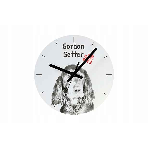 Skotský setr Gordon, hodiny se psem, závěsné a stojící, personalizace fotografií
