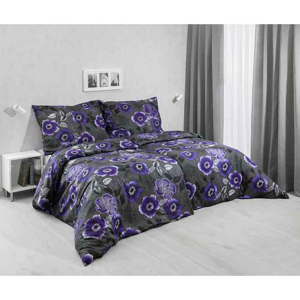 TOP Bavlněné povlečení 140x200+70x90 Květiny purple