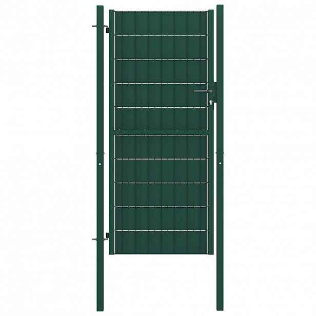 vidaXL Plotová branka PVC a ocel 100 x 204 cm zelená