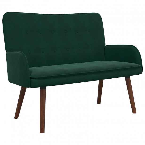 vidaXL Sofa pro dvě osoby Tmavě zelená 115 x 61 x 87 cm Samet