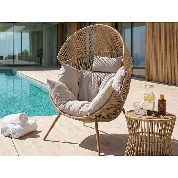 Zaoblené zahradní křeslo Robert Single, béžové