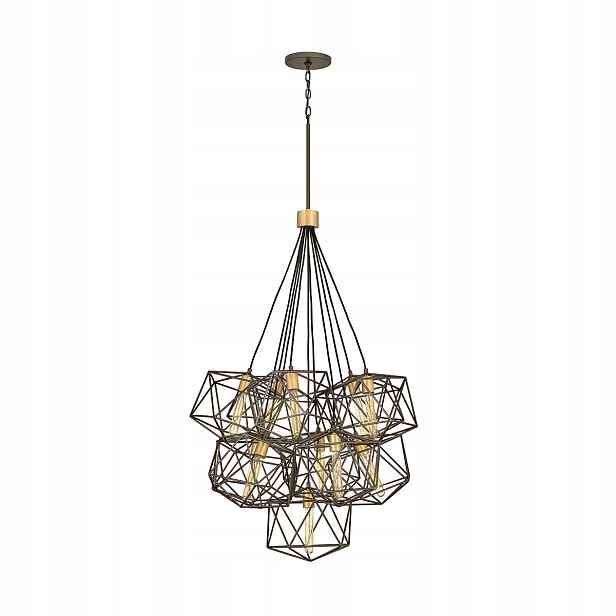 Závěsná lampa Astrid 11xE27 60W, matná hnědá/zlatá Hinkley