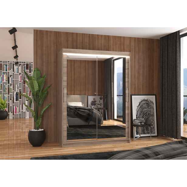 Zrcadlová skříň s LED osvětlením 150 cm TABRIS - dub lanýž