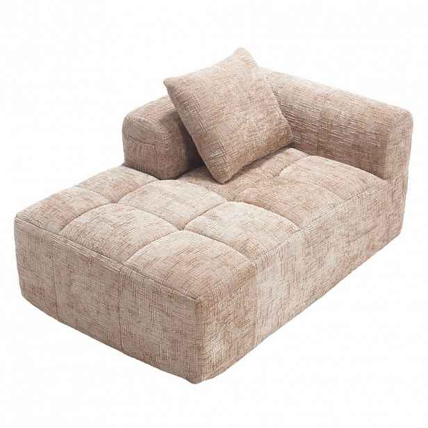 Redom LENOŠKA 158/90/60 cm s bočními kapsami a polštářem, měkký chenille potah, Khaki