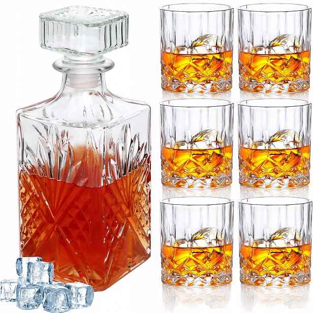 Sada Na Whisky 920 ML Karafa 6 Sklenice Na Whisky, Červené Víno