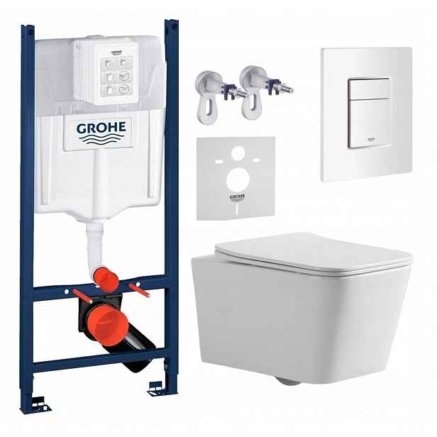 Sada Wc Rám Grohe s Wc mísou Imprese Bilovec a tlačítkem bílý Fresh
