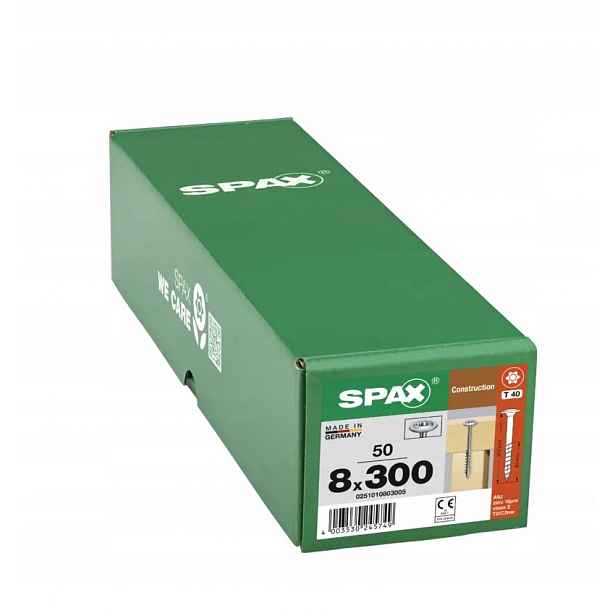 Tesařské vruty Spax do dřeva 8x300 mm, talířová hlava, Wirox 50 Ks.
