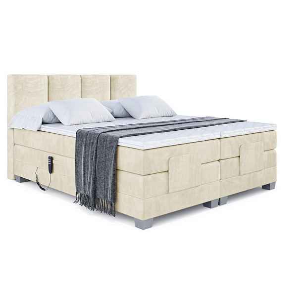 ALTDECOR BOXSPRINGOVÁ POSTEL s matrací H3/H4 - ROKS EL - 200x200 cm Béžová