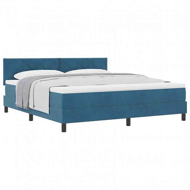 vidaXL Postel s boxspringem s čelo Tmavě modrá 180 x 200 cm samet