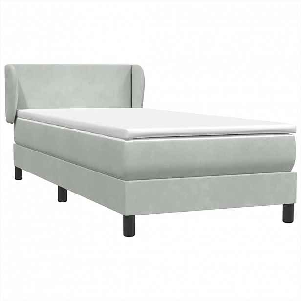 vidaXL Box spring postel s matrací světle šedá 80x210 cm samet