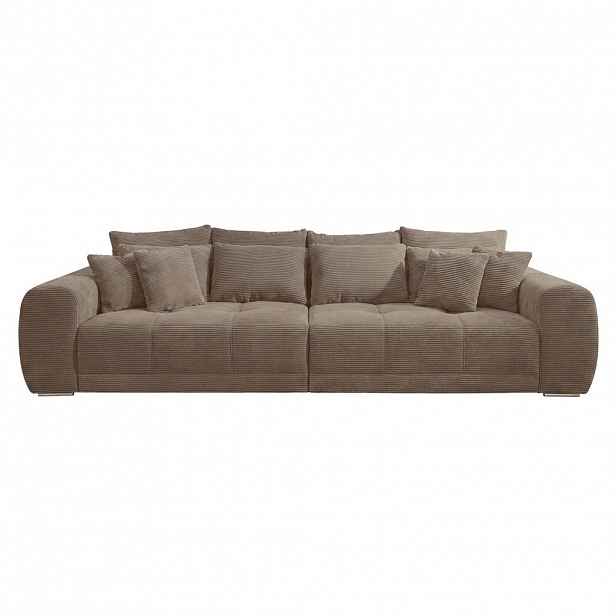 luma-home BIG-SOFA s pružinovým jádrem, Š306/H134/V86 cm, ležecká plocha 120×240 cm, manšestr hnědý taupe / 15174