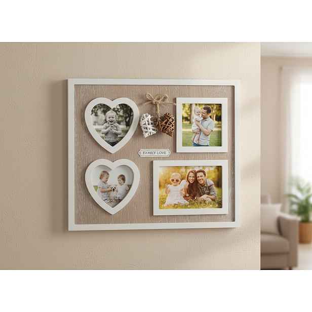 Multi fotorámeček na 4 fotografie FAMILY LOVE 37x31 cm Mybesthome