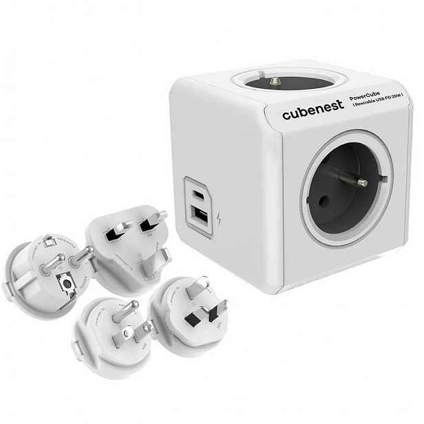 Rozbočovač Cubenest PowerCube ReWirable USB A+C PD 20W, šedá