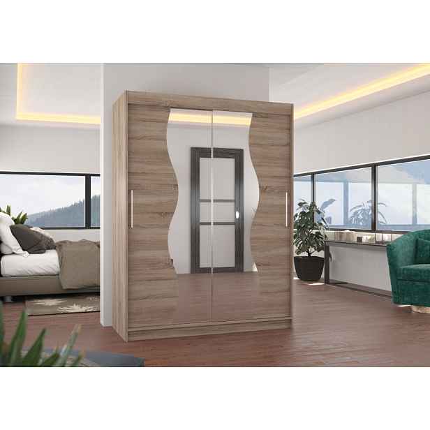 Šatní skříň se zrcadlem 150 cm TAFLA - dub lanýž