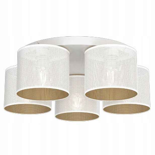 Stropní svítidlo loft kulatá 58 cm bílá zlatá síťka 5 bodů Luminex