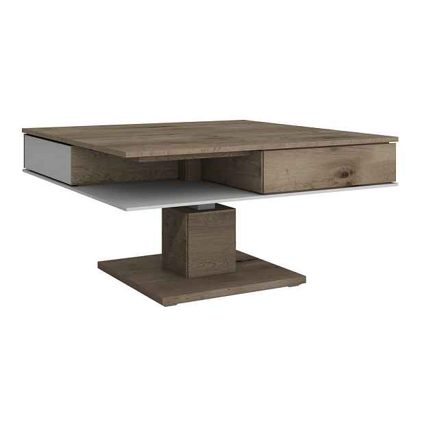 Voglauer KONFERENČNÍ STOLEK, bílá, barvy dubu, dřevo, sklo, 90/90/38,3 cm