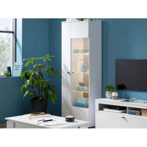 Vysoká vitrína Rovigo 70 cm, dub nox/bílá