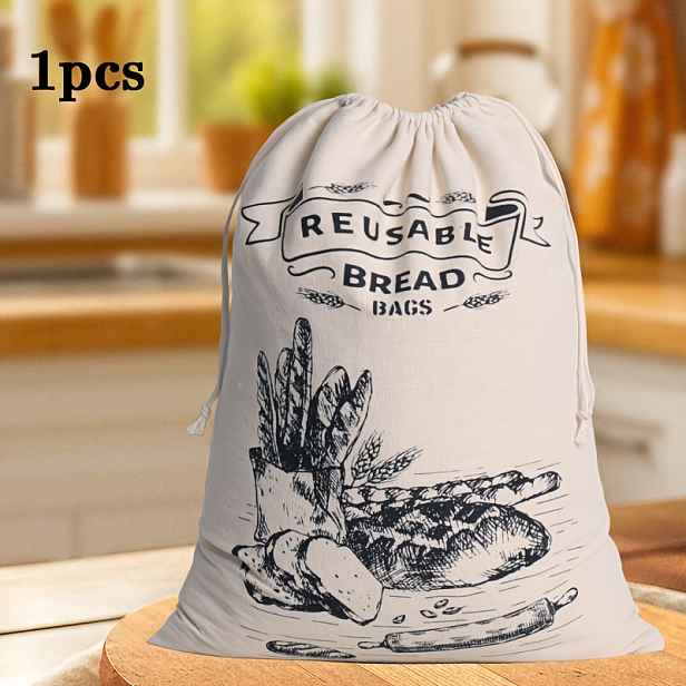 TEMU 1/2 ks Opakovaně použitelné lněné sáčky na chléb, úložné sáčky se stahovací šňůrkou na toast a bagety, opakovaně použitelné balicí sáčky