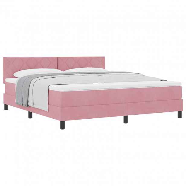 vidaXL Postel s boxspringem s čelo Růžová 180 x 200 cm samet