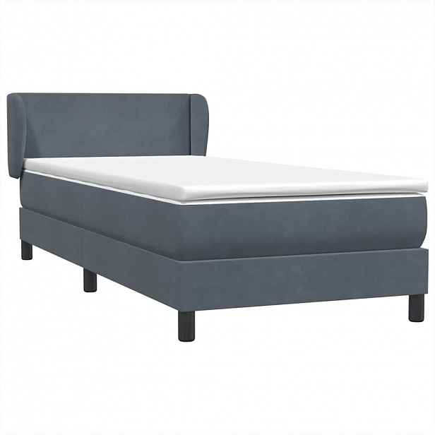 vidaXL Box spring postel s matrací tmavě šedá 80x210 cm samet