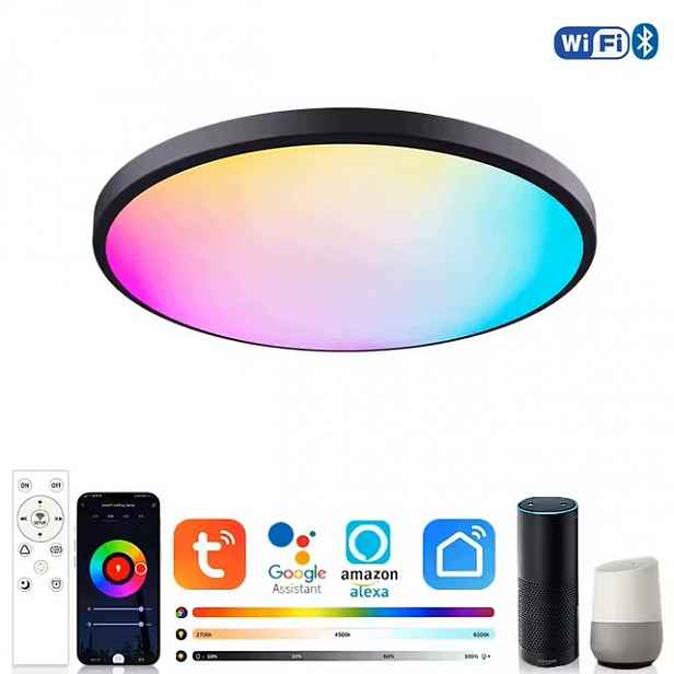 Inteligentní stropní svítidlo Led Rgb WiFi Tuya Alexa 38 Cm Stmívatelná Dálkový Ovladač