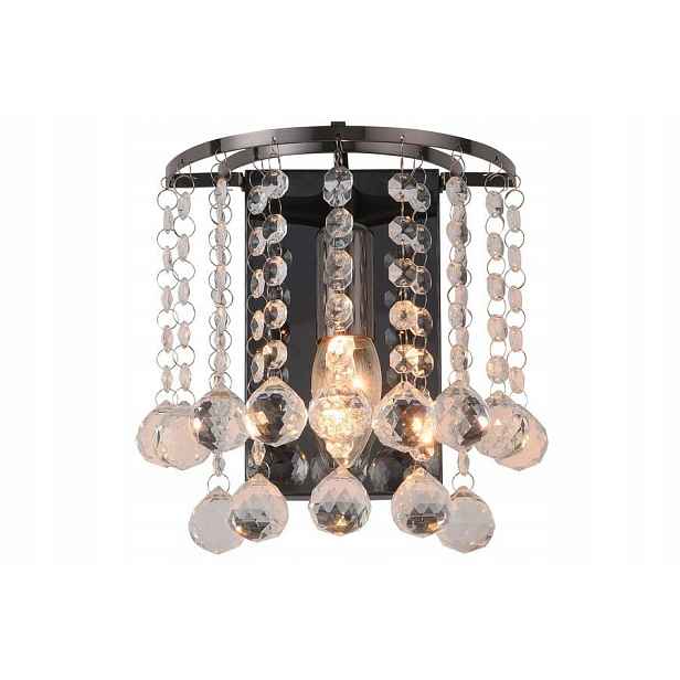 Nástěnné svítidlo glamour černé s krystaly London 1xE14 40W Reality