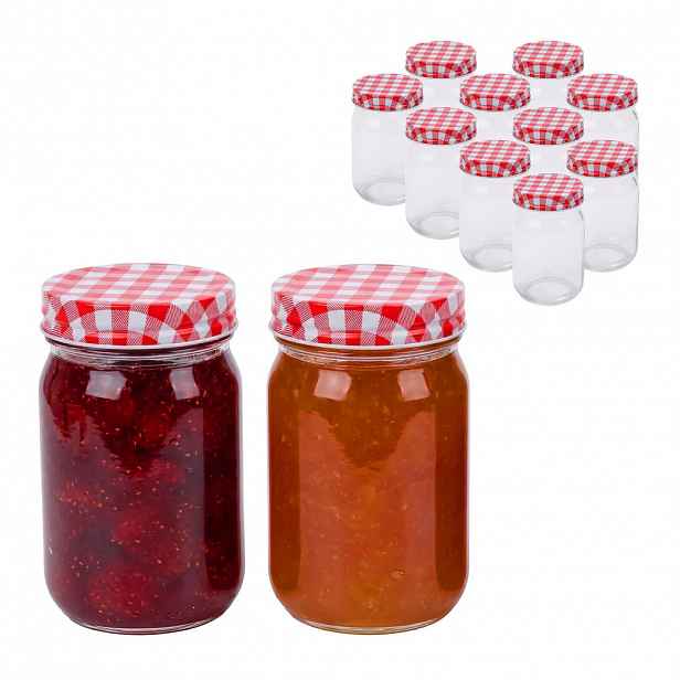 Relaxdays SKLENICE Transparentní červená bílá 12dílná-sada 400 ml