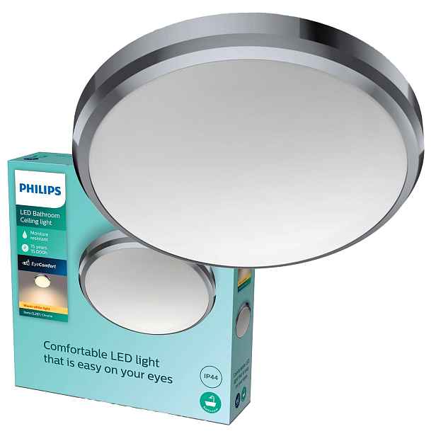 Stropní Svítidlo Stropní Svítidlo 6W 600lm 2700K IP44 Chrom Philips