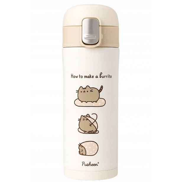 Termohrnek Mpm 0,35 l krémový pastelový Termos Pusheen