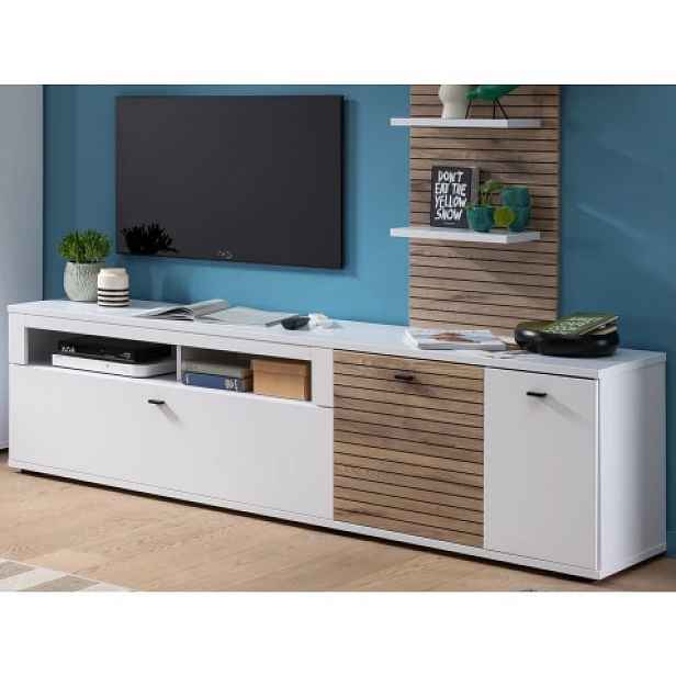 TV skříňka Rovigo 195  cm, dub nox/bílá