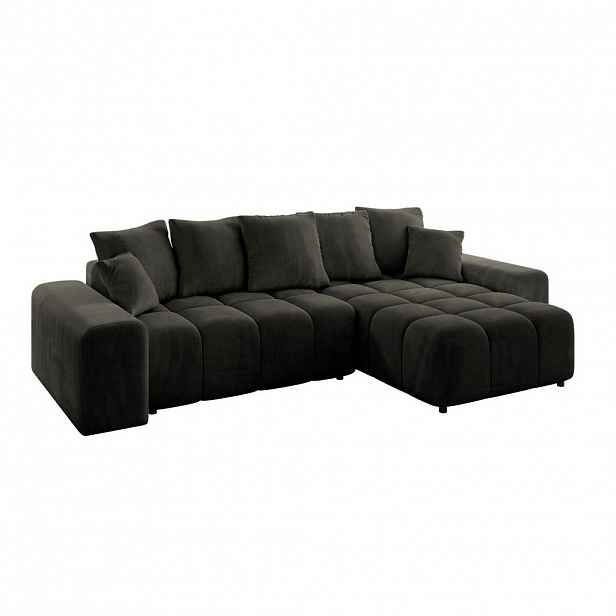 ALTDECOR ROHOVÁ SEDACÍ SOUPRAVA s otomanem vpravo ENIL-L 297x189x68 černý velur