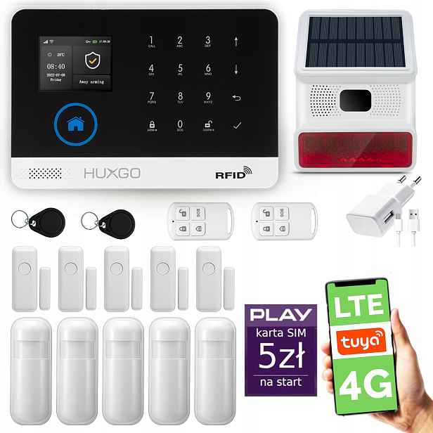 Bezdrátový alarm WiFi+ Gsm 4G, Tuya alarmová sada Huxgo HXA003 R5D5BS
