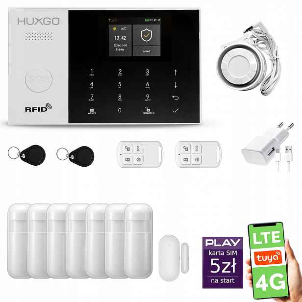 Bezdrátový alarm WiFi Gsm 4G, Tuya alarmová sada Huxgo HXA005 R7PS