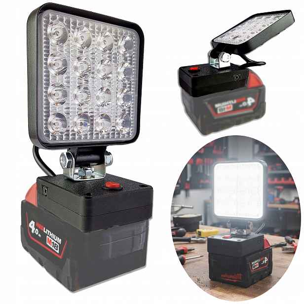 Pracovní lampa pro Milwaukee halogen Led na akumulátor adaptér baterie 6000K