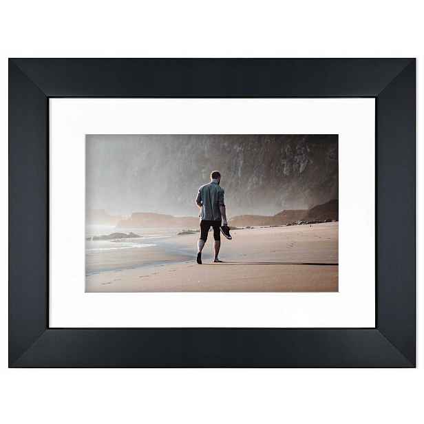 Rámeček 40x50 pasparta 30x40 Henio černý mat, přírodní dřevo
