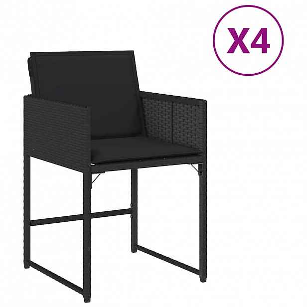 vidaXL Zahradní židle s poduškami 4 ks černé polyratan