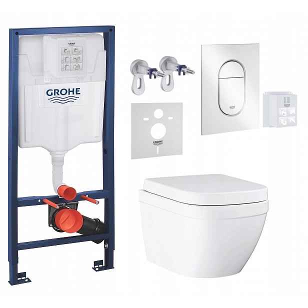 7v1 Wc Podomítkový Set, Stelaz s Wc Mísou Grohe Euro Ceramic, Tlačítko