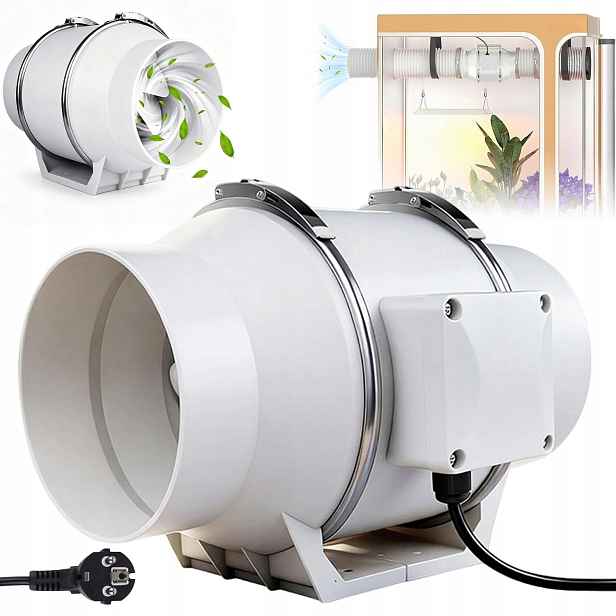 Kanálový Odtahový Ventilátor Bílý 100 MM 40 W 310 m3/h Do Koupelny Kuchyně