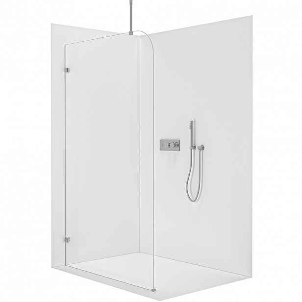 Sprchová zástěna Walk-in Orbis Top Round L/P - 8 mm - kulatá vzpěra - chrom, transparentní sklo - 150x200 cm