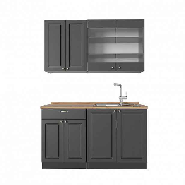 Vicco JEDNOTKOVÁ KUCHYNĚ Fame-Line Anthrazit-Gold Landhaus 140 cm , PD Dub
