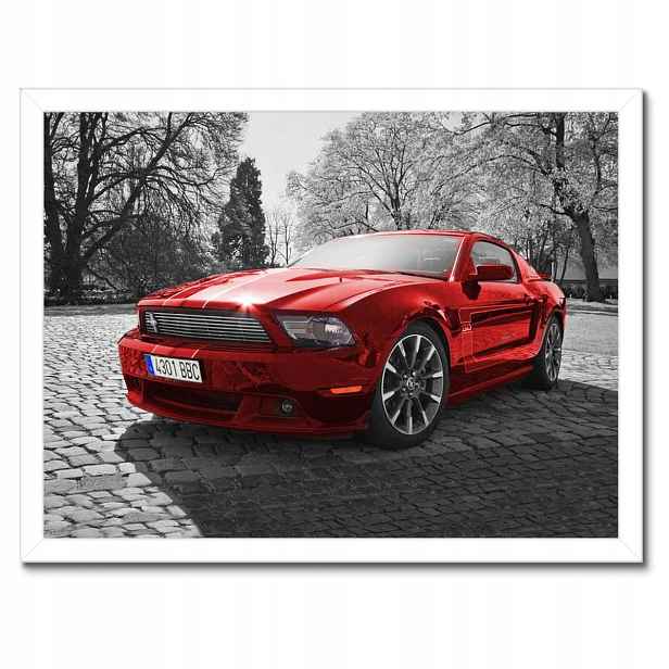 Plakáty v rámu 40x30 Červený Mustang