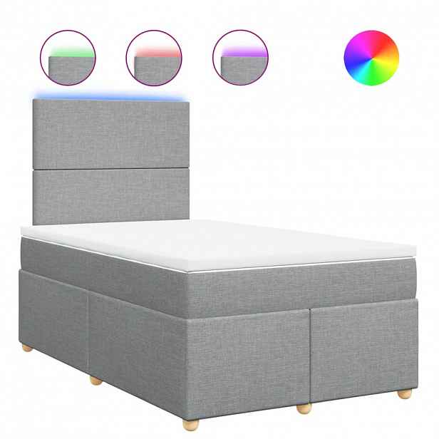 vidaXL Box spring postel s matrací světle šedá 120 x 200 cm textil