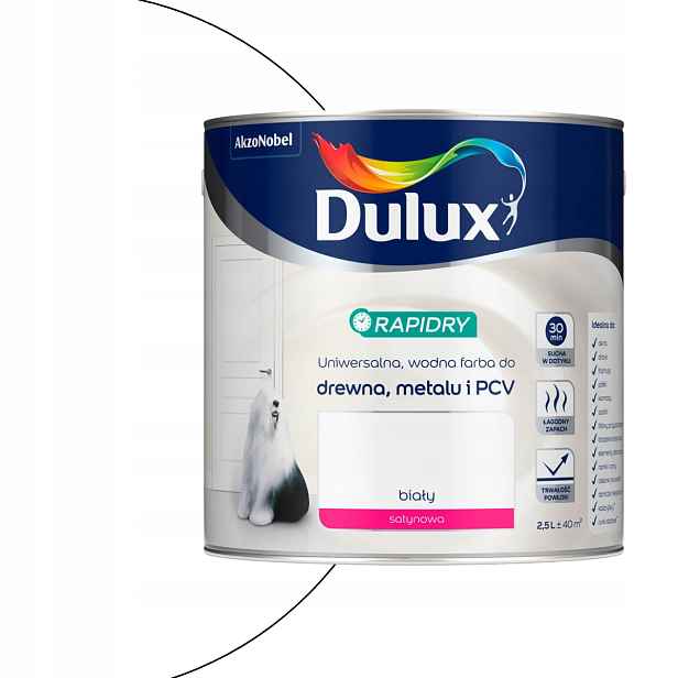 Dulux Rapidry Barva na dřevo z Pvc Univerzální 2,5L Bílá Saténová