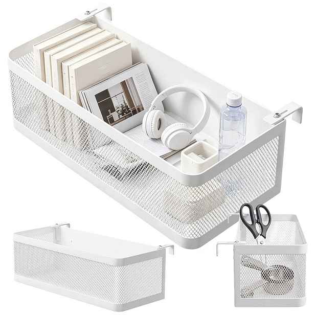 Kovový koš na postel Bílý 35x13x10 cm Závěsný organizér pro akademického studenta Domov